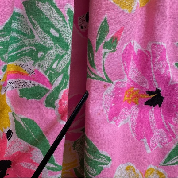 Tommy Bahama Dress Girls Sz 8 Hawaiian Floral Parrots Tropical Bird Crochet Trim - Picture 7 of 11